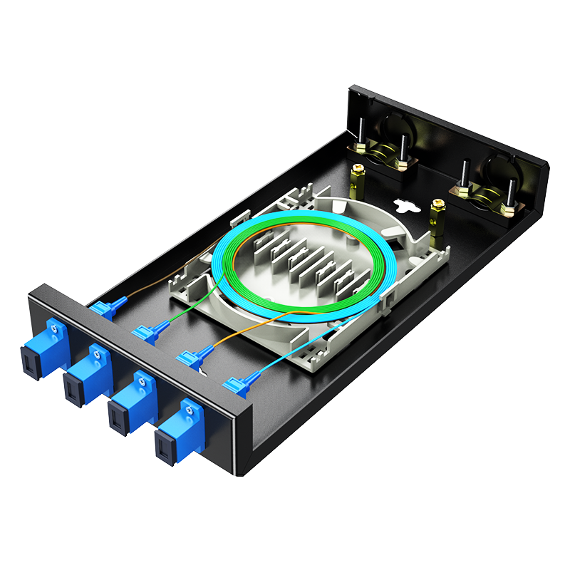 Fbo-104s-s optical fiber terminal box SC4 port single mode 9/125 fully equipped pigtail optical cable fusion box sc/fc/lc interface universal optical fiber patch panel distribution frame